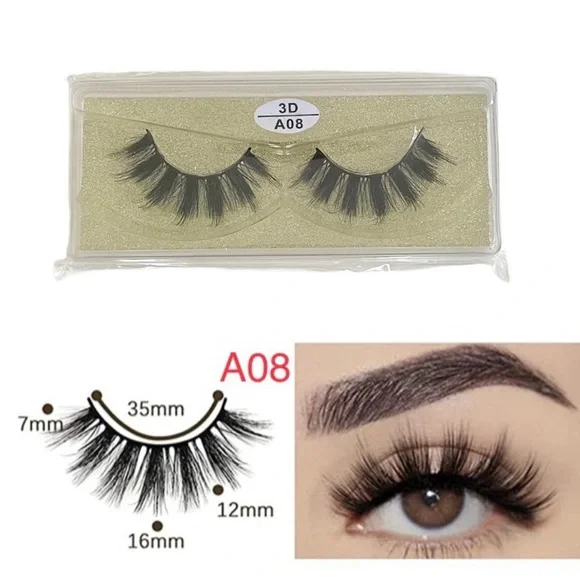 Vegan Faux Mink 3D Light-weight False Volume Eyelashes Style A08 (Lashes only) - Picture 5 of 5
